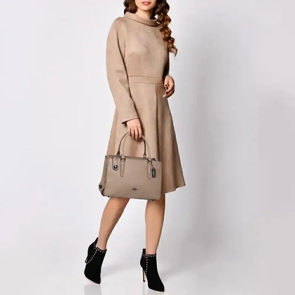 Coach Beige Leather Brooklyn Carryall Satchel